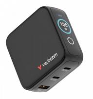 Verbatim Mini GaN charger 100W TFT 2x USB-C 1x USB-A