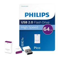 PHILIPS 64GB Pico USB 2.0 White/Purple
