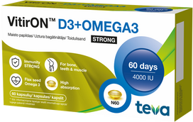 D3 4000 SV + Omega3 Strong kapsulas VITIRON, 60 gab.