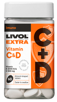 LIVOL Extra C & D vitamīnu kapsulas, 60 gab.