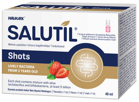 SALUTIL Shots zemeņu aromāts (7 ml), 7 flakoni, vienas devas iepakojumā