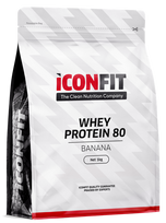 ICONFIT Whey Protein 80 - Banānu garšas pulveris, 1000 g