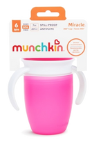 MUNCHKIN Miracle 360 — rozā mācību krūzīte 6+ mēnešu vecumam, 207 ml