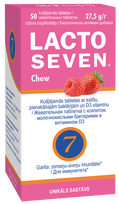 Košļājamās LACTO SEVEN Chew tabletes, 50 šķīvji