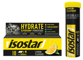 ISOSTAR Powertabs Hydrate & Perform Lemon 12g putojošās tabletes (10 gab.) — Izotonisks dzēriens