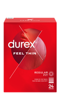 DUREX Feel Thin, 24 prezervatīvi — plāni un lubricēti