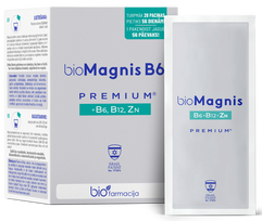 BIOFARMACIJA Biomagnis B6 premium - magnijs, B6, B12 vitamīni un cinks, 28 pudeļu pulveris