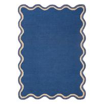 Rankų darbo tamsiai mėlynos spalvos iš vilnos mišinio kilimas 120x170 cm Rivo Wool – Flair Rugs