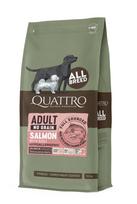 QUATTRO ADULT All Breed begrūdis sausas pašaras šunims su lašiša ir kriliu 3kg