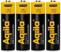 „Aqiila“ – įkraunamos USB-C baterijos – AA dydis – 2000 mAh – 4 vnt. pakuotėje