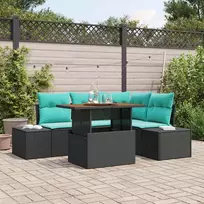 Lauko baldų komplektas Sodo Sofa Rinkinys 5 vnt. Juoda Sintetinis ratanas