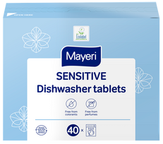 MAYERI Sensitive tabletes hipoalerģiskam trauku mazgāšanai, 40 gab.