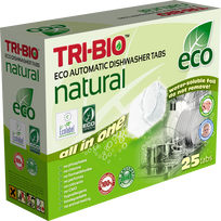 TRI-BIO Natural Eco trauku mazgājamās mašīnas tabletes 25 gab.