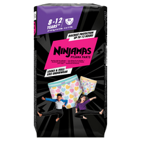 PAMPERS Ninjamas Pink biksītes naktij, 8-12 gadi, 27-43 kg, 9 gab.