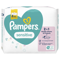Mitrās salvetes PAMPERS Sensitive bez plastmasas, 208 gabali