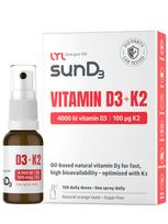 D3+K2 vitamīnu sprejs LYL sunD3 | 100 µg+4000 SV (150 devas), 15 ml