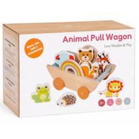 Traukiamas žaislas Animal Pull Wagon, 15.5 cm, įvairių spalvų, 8 vnt.