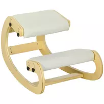 Ergonominė kėdė klūpėjimui, 6 padėčių reguliuojamas suoliukas, kreminės baltos spalvos medinis pagrindas