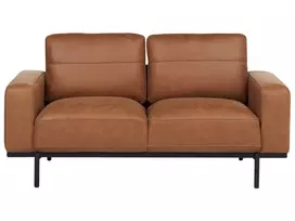 Dvivietė sofa SOVIK iš dirbtinės odos, ruda