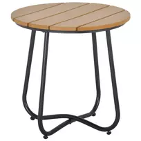 Apvalus sodo staliukas, elegantiškas, stabilus, reguliuojamos kojelės, rudas, Ø49 x 48H cm