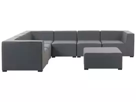 Sodo kampinė sofa su otomane 7 asmenims AREZZO Modulinė Dešininė Pilka
