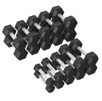 Tunturi Platinum Hex Rubber Dumbbell Set, 1-10kg