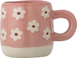 Bloomingville Puodelis Millie 110 ml, rožinis su gėlėmis