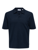 ONLY & SONS - Onsgeorge Reg 12 Linen Ss Polo Knit - Marškinėliai trumpomis rankovėmis - Tamsiai mėlyna