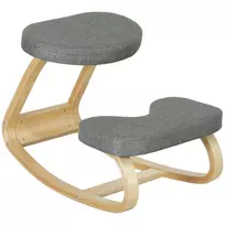 Ergonominė kėdė klūpėjimui, su lininiu audiniu ir beržo medienos pagrindu, skirta kaklo skausmo mažinimui