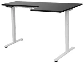 Reguliuojamo aukščio kampinis stalas DESTINES Juodas/baltas 160 cm 109 cm Dešininis