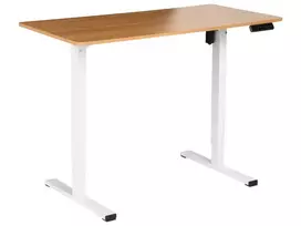 Elektriškai reguliuojamas rašomasis stalas TAVARES, šviesiai ruda / balta, 120 x 60 cm