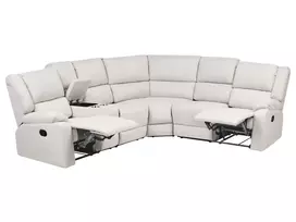 Kampinė sofa ROKKE su rankine relaksacijos funkcija, 5 vietos, šviesi smėlio spalva, kairinė