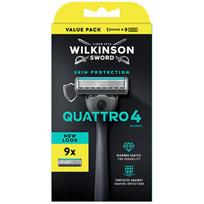 Wilkinson Sword Quattro 4 Skin Protection - Holicí strojek + 9 hlavic Skustuvas