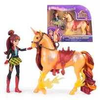 Unicorn Academy Valentina & Cinder Power of Friendship rinkinys – draugystės galios žaislas su permatomu balnu ir 2 galios aksesuarais