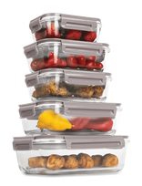 Berlingerhaus - 5 Pcs Glass Food Container Set, Taupe - Maisto laikymo dėžutė - Pilka