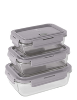 Berlingerhaus - 3 Pcs Glass Food Container Set, Taupe - Maisto laikymo dėžutė - Pilka
