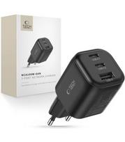 Juodas 1xUSB-A + 2xUSB-C PD 3.2 100W / QC3.0 pakrovėjas "Tech-Protect NCA100W-GAN-AVS 3-Port"