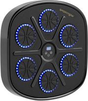 SPORTNOW Music Boxing Machine, elektroninis "Bluetooth" bokso treniruoklis su LED lemputėmis, muzika, sieninis bokso taikinys suaugusiesiems, pratimai namuose, juodas