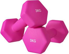 SPORTNOW 2 hantelių rinkinys 2 x 3kg hantelių rinkinys, šešiakampių hantelių rinkinys, pritaikytas grindims, skirtas jėgos treniruotėms namuose, rožinės spalvos
