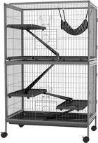 "Pawhut" narvas graužikams Daugiafunkcinis 4 platformos 3 rampos 4 durys Matmenys 80L x 52W x 128H cm Plieninis pilkas sidabrinis juodas