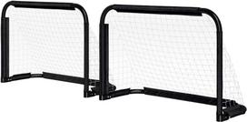 "HOMCOM" futbolo vartai 2 sulankstomų futbolo vartų rinkinys su metaliniu rėmu vaikams ir suaugusiesiems, sodo, 90 x 36 x 60 cm, juodi