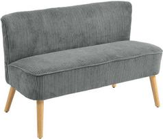 HOMCOM 2 vietų sofa, sofa su kordine išvaizda, medinės kojos, minkšta sofa, dvivietė sofa svetainei, miegamajam, 117 x 56,5 x 77 cm, pilka