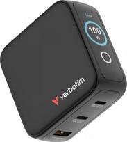 Verbatim Mini GaN charger 100W TFT 2xUSB-C 1xUSB-A
