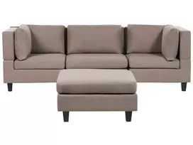 Modulinė 3 vietų sofa UNSTAD, ruda su pufu
