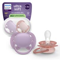 PHILIPS Avent Ultra Soft soothers, 6–18 months, violet and light pink, 2 pack (SCF091/43)