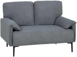 HOMCOM 2 vietų sofa, storos pagalvėlės, aksominis apmušalas, minkšta sofa, juoda