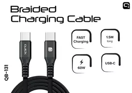 Quick QB-131 Braided 60W Charhing and Data Cable USB-С to USB-С 1.5m
