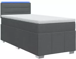 Lova su čiužiniu ir LED apšvietimu Tamsiai pilka 90 x 190 cm