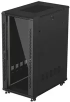 19" 27U 600 × 1000 Juodas FLOOR-STANDING RACK CABINET WITH GLASS DOOR, LANBERG (FLAT PACK)