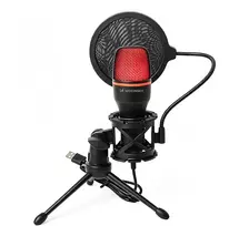 Wozinsky WM-W111 wired studio gaming microphone on a stand with RGB backlight - juodas
